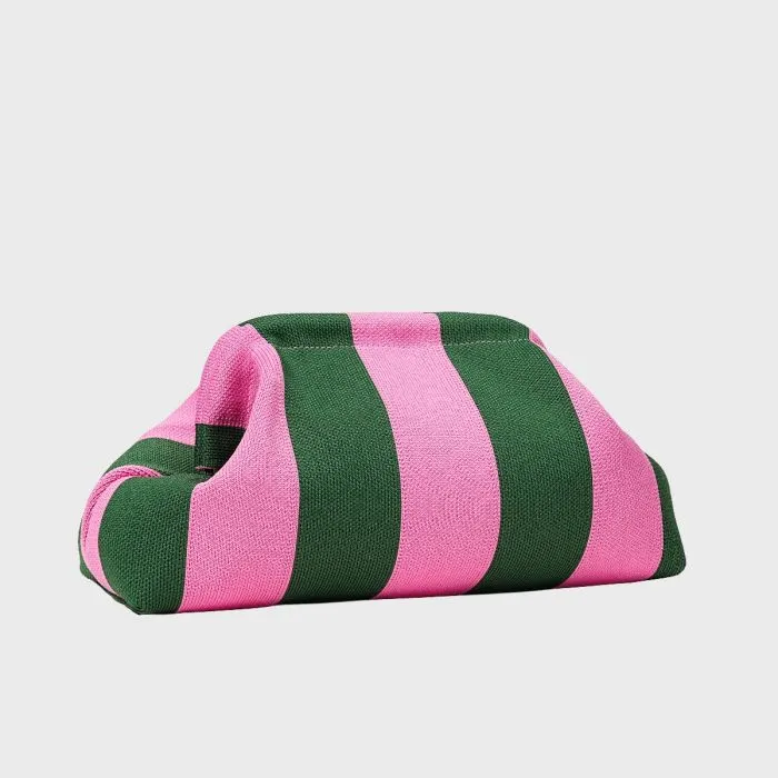Borsa Pouch a Righe Rosa e Verde 17x32x17,3 cm