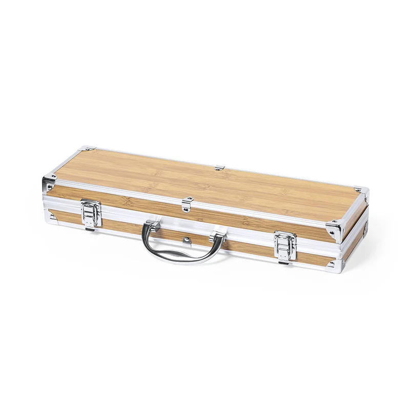 Set pour barbecue 3 accessoires en bambou et acier inoxydable LENVIT