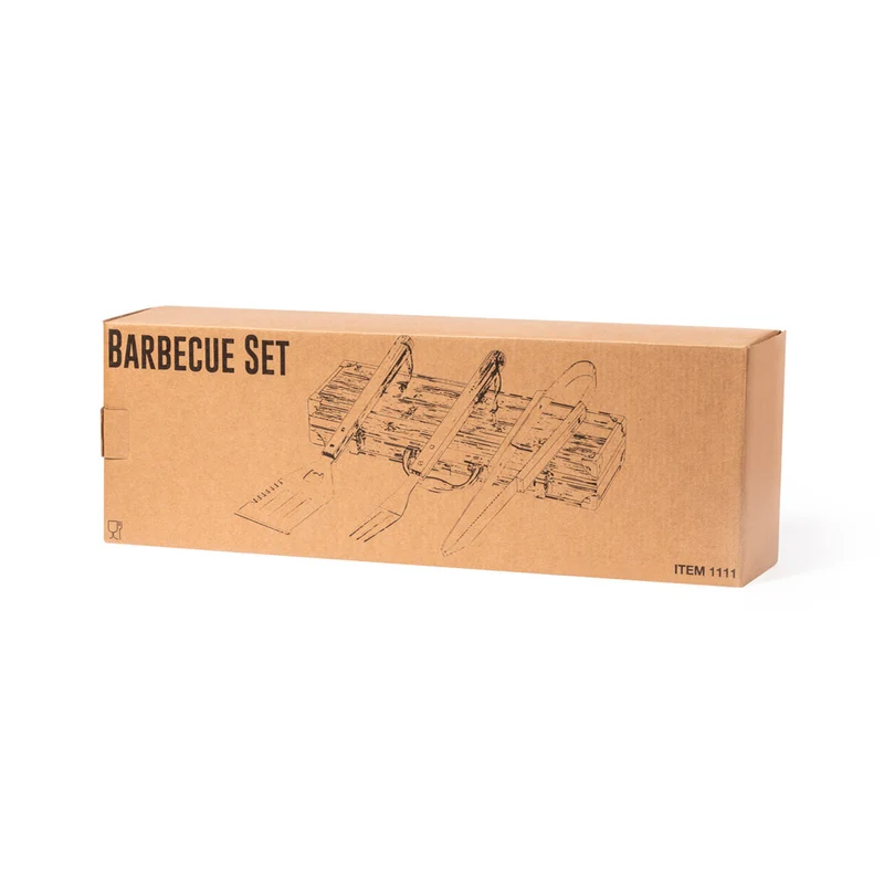 Set pour barbecue 3 accessoires en bambou et acier inoxydable LENVIT