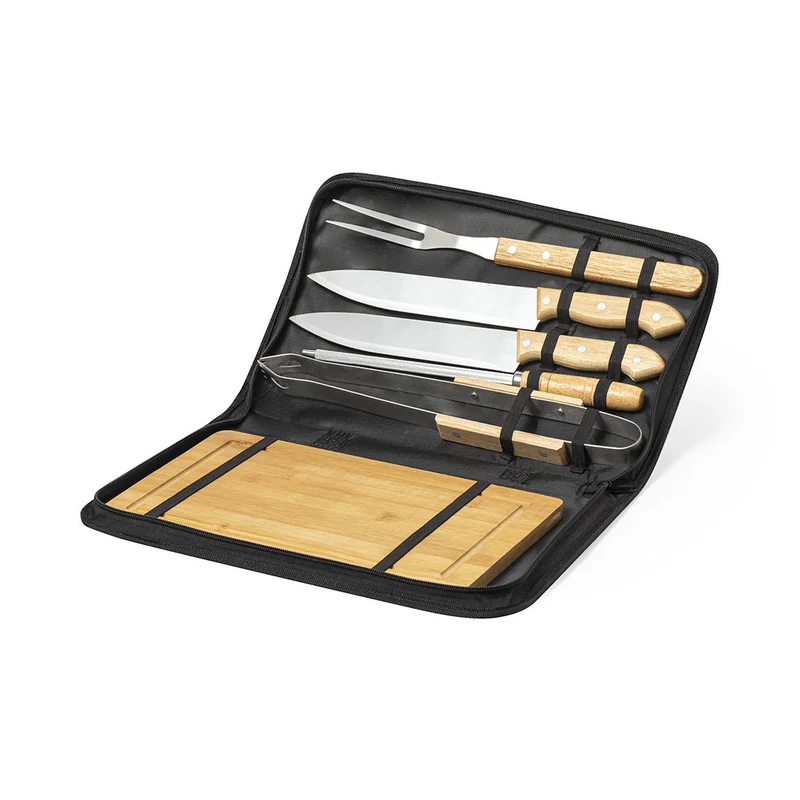 Set pour barbecue 6 accessoires, bois, acier inoxydable et bambou CRAXTON