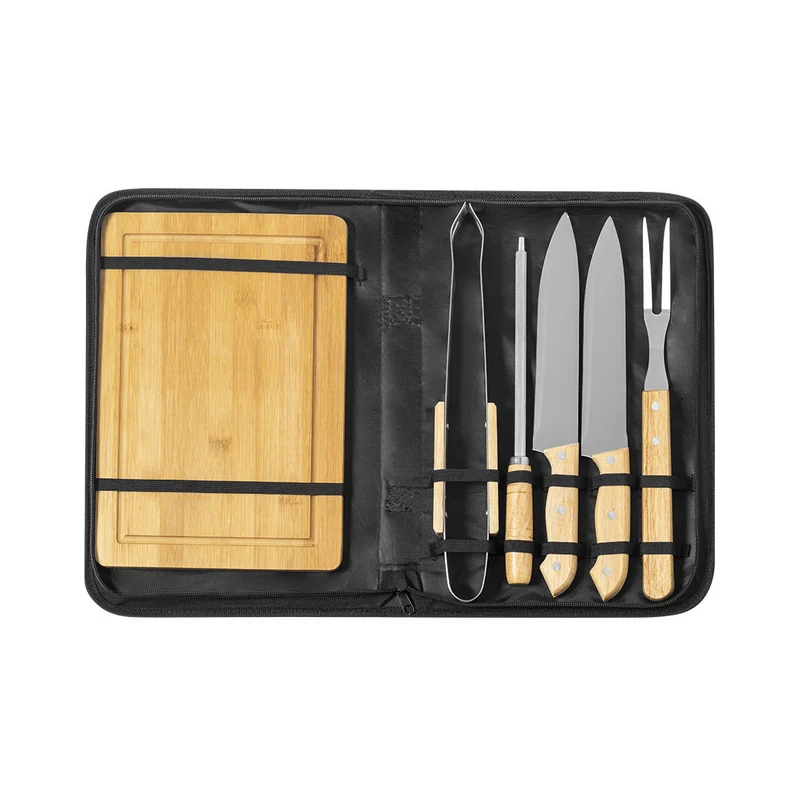 Set pour barbecue 6 accessoires, bois, acier inoxydable et bambou CRAXTON