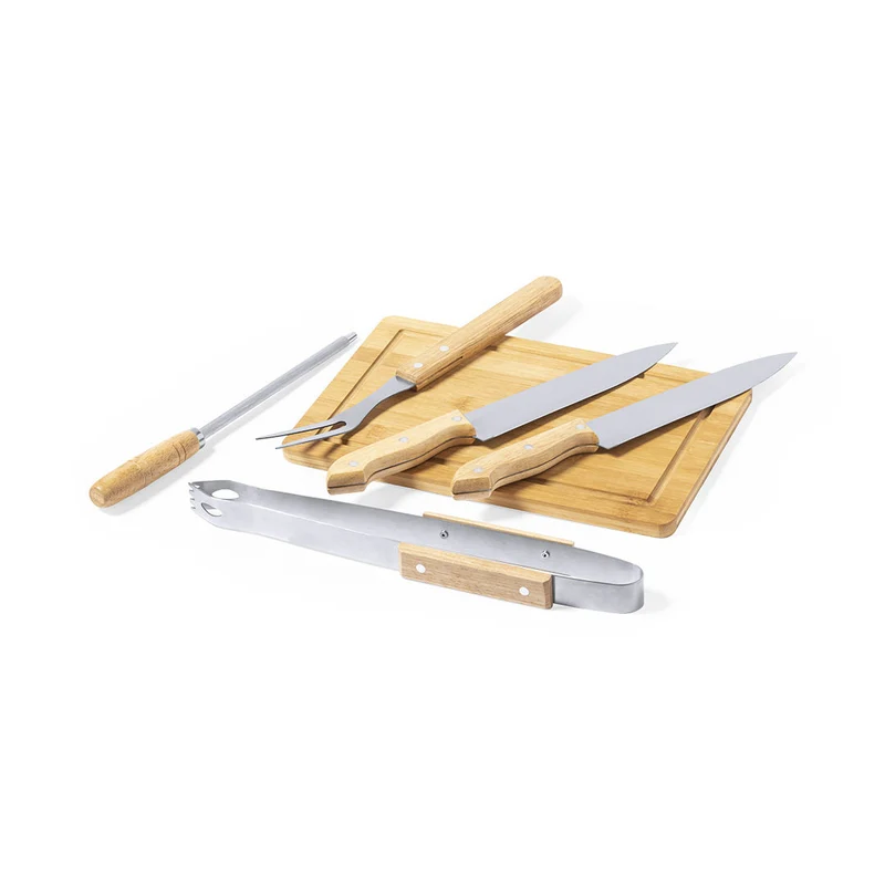 Set pour barbecue 6 accessoires, bois, acier inoxydable et bambou CRAXTON