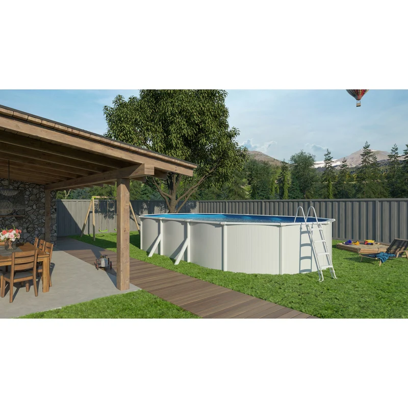 Piscine Saphir 7,90 x 4,85 m – Rectangulaire – 33 m³ – Acier galvanisé ondulé et prélaqué