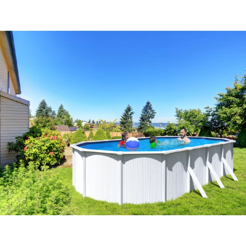 Piscine hors sol Saphir 7,60 x 3,90 m – Rectangulaire – 26 m³ – Acier galvanisé ondulé et prélaqué