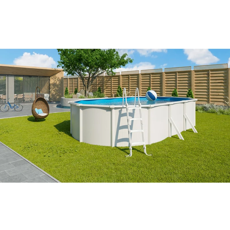 Piscine métal Saphir 6,35 x 3,90 x 1,20 m – 21 m³ – Acier galvanisé laqué blanc