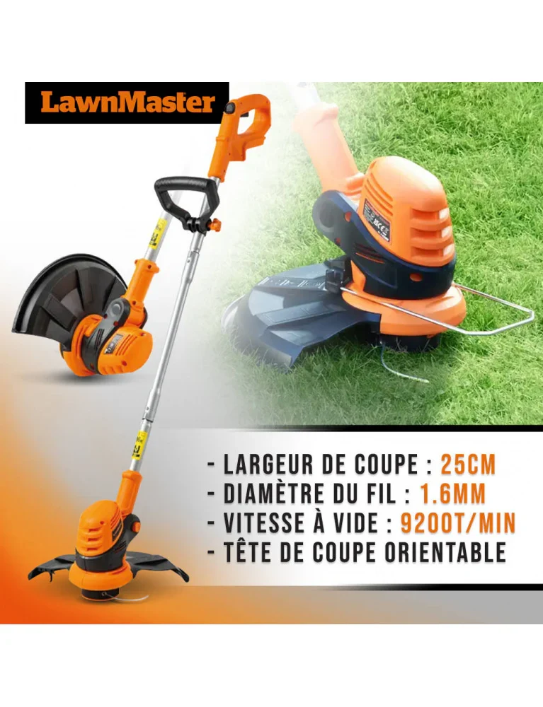 Coupe-bordures sur batterie 24V- coupe 25 cm - tête orientable - Lawn Master