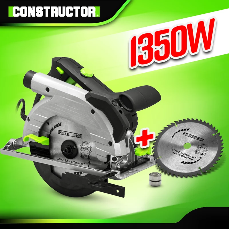 Scie circulaire 1350W – 190 mm – laser de guidage – vitesse variable – coupe précise et puissante