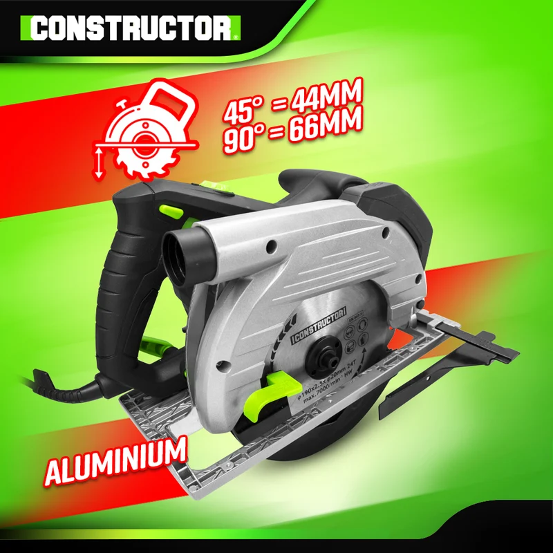Scie circulaire 1350W – 190 mm – laser de guidage – vitesse variable – coupe précise et puissante