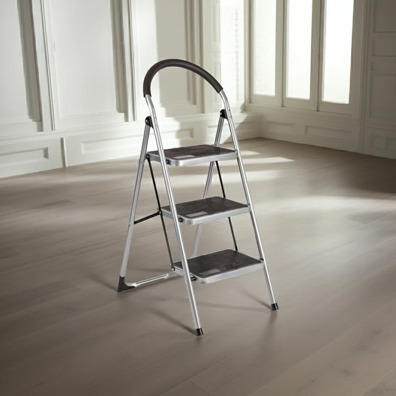 Escabeau 3 marches en acier laqué 1,13 m avec appui confortable et marches extra larges