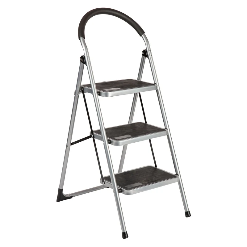 Escabeau 3 marches en acier laqué 1,13 m avec appui confortable et marches extra larges