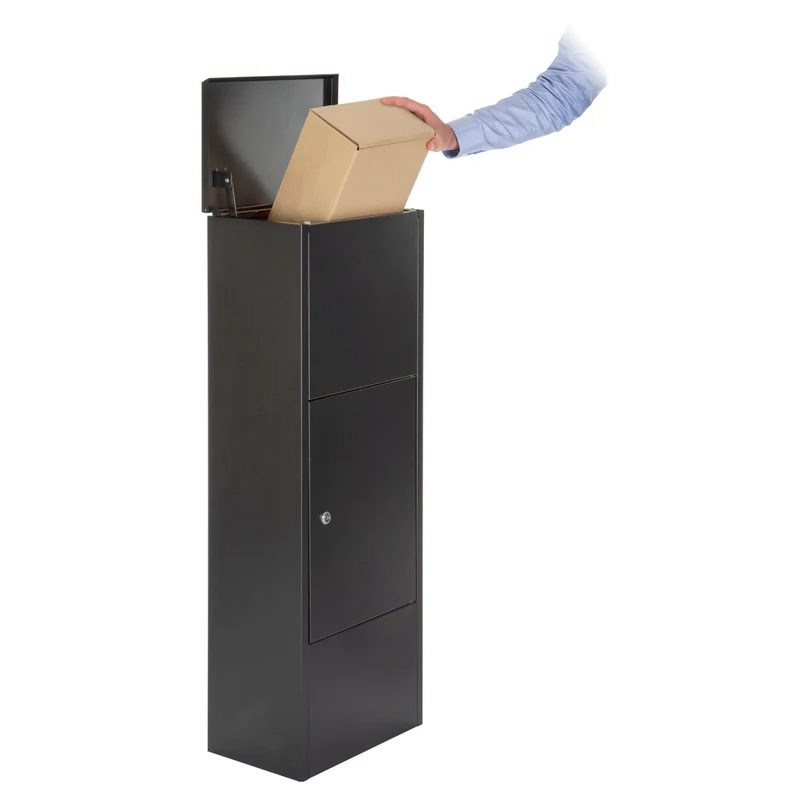 Boîte aux lettres colonne pour paquets – acier laminé – noire laquée sablé mat