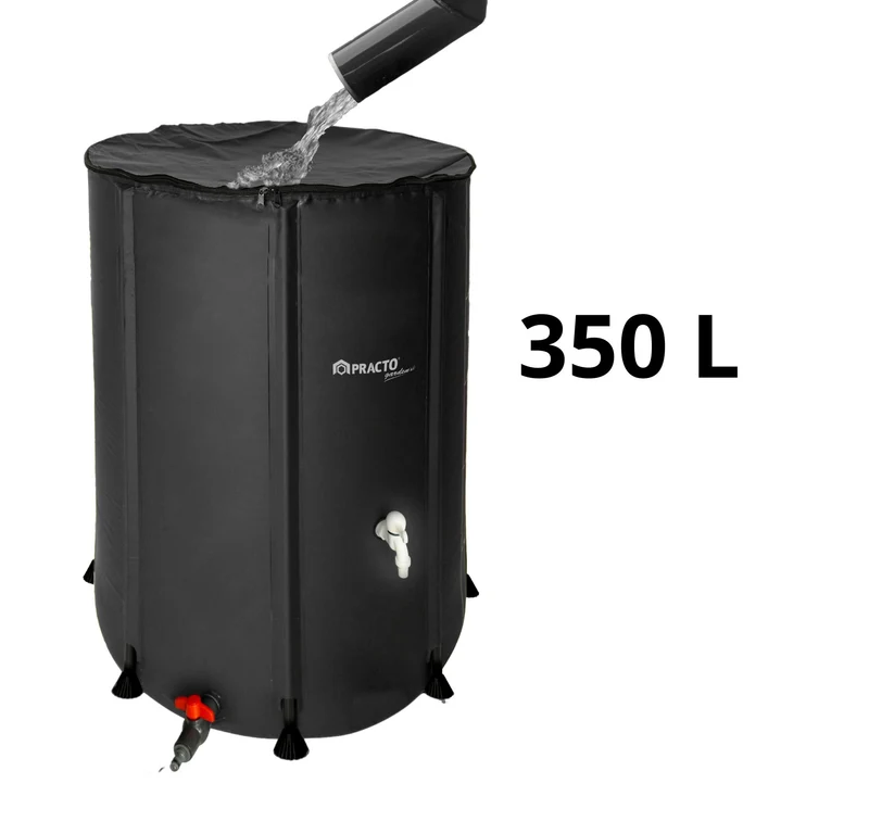 Réservoir d'eau de pluie pliable 350L - Avec robinet et trop-plein