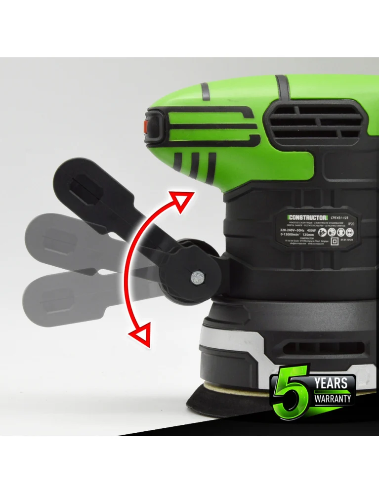 Ponceuse excentrique 450W – 125 mm – Vitesse variable – Aspiration intégrée