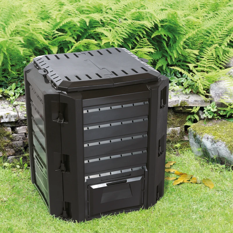 Composteur 380L – Pratique, avec Trappe et Grand Couvercle