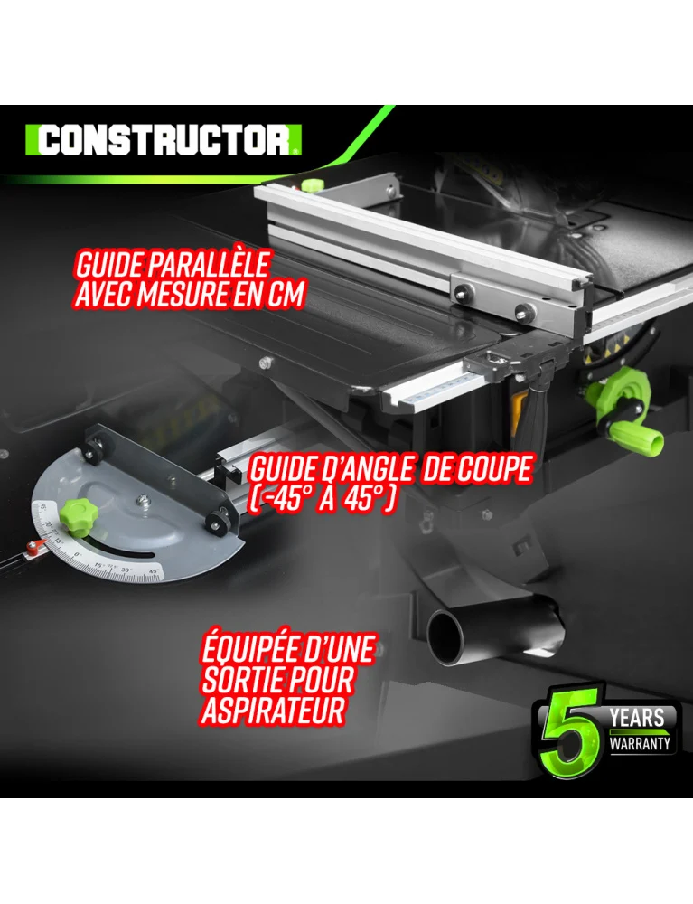 Scie circulaire sur table 2000W – 254 mm – coupe 87 mm – puissante, précise et polyvalente