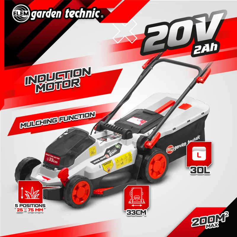 Tondeuse sur batterie 20V + coupe-bordure avec 2 batteries et chargeur rapide