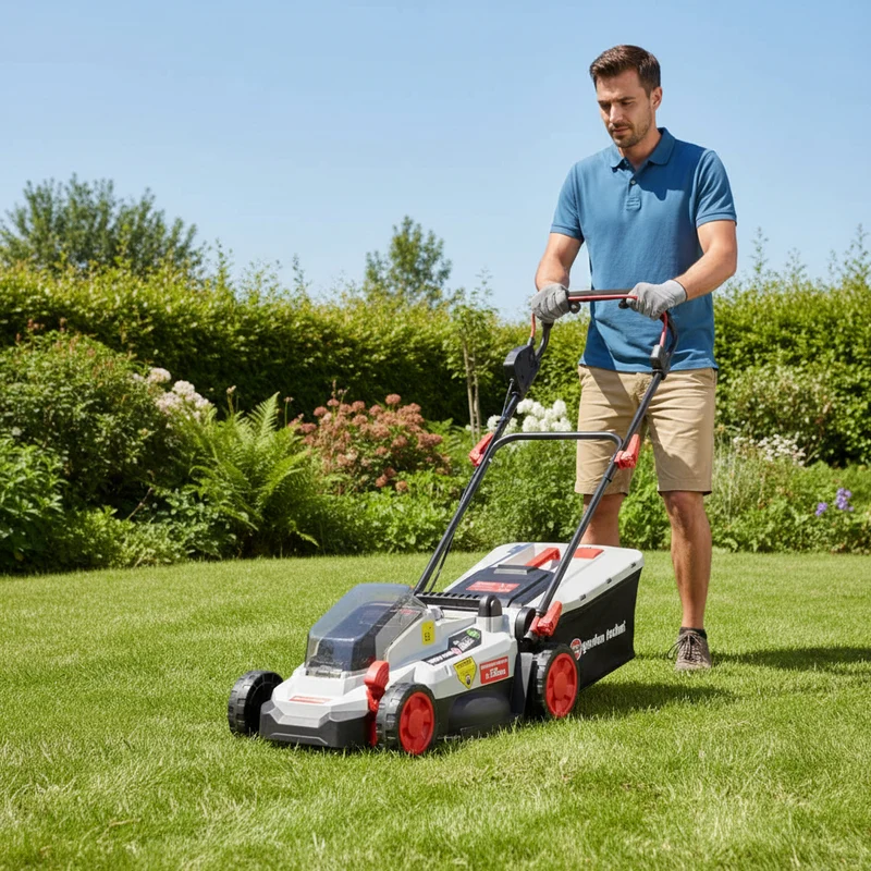 Tondeuse sur batterie 20V avec batterie 4Ah, 33 cm de coupe, fonction mulching