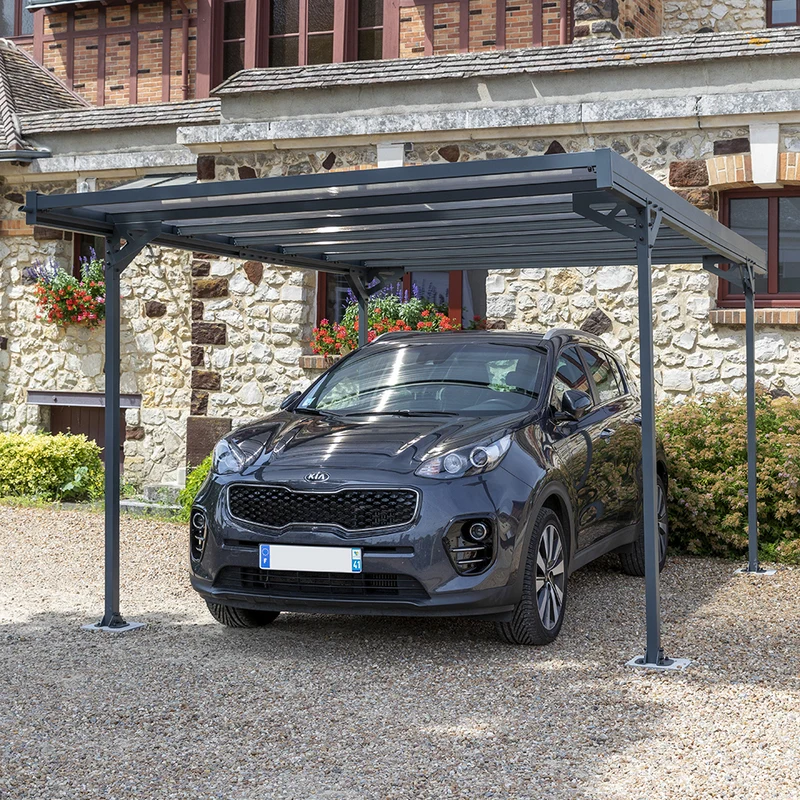 Carport aluminium 15,73 m² - Polycarbonate - Fabrication française - Résistant neige et vent