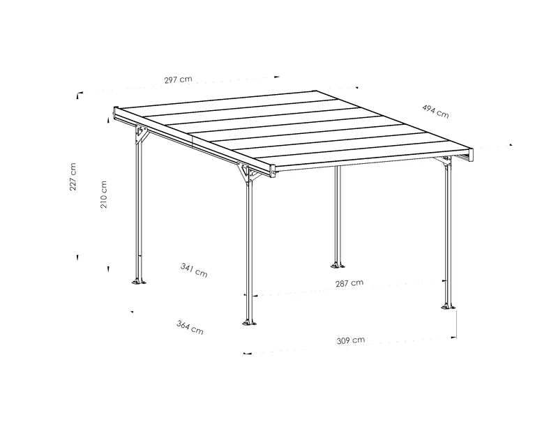 Carport aluminium 15,73 m² - Polycarbonate - Fabrication française - Résistant neige et vent
