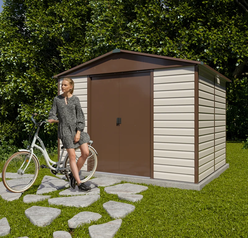 Abri de jardin métal Fairmont - 3,03 x 2,37 x 2,24 m - double-porte coulissante et toit translucide