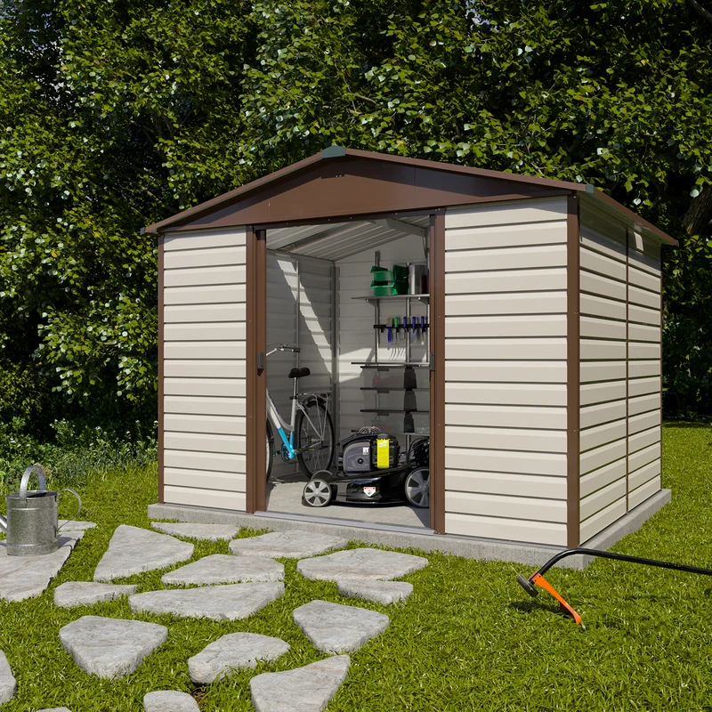 Abri de jardin métal Fairmont - 3,03 x 2,37 x 2,24 m - double-porte coulissante et toit translucide