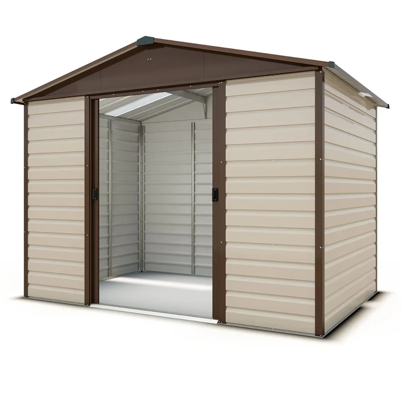 Abri de jardin en métal Richmond - 3, 03 x 1,97 x 2,24 m - avec double-porte coulissante, toit translucide et kit d’ancrage