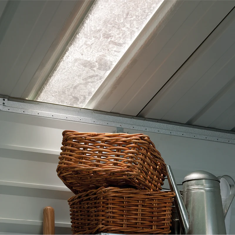 Abri de jardin en métal Stratford - 2,43 x 1,97 x 2,15 m - beige et marron – double-portes coulissantes