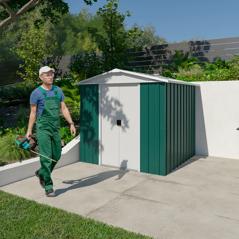 Abri de jardin métal Northdale - 2,02 x 2,17 x 1,89 cm - double- porte coulissante - robuste, spacieux et sans entretien