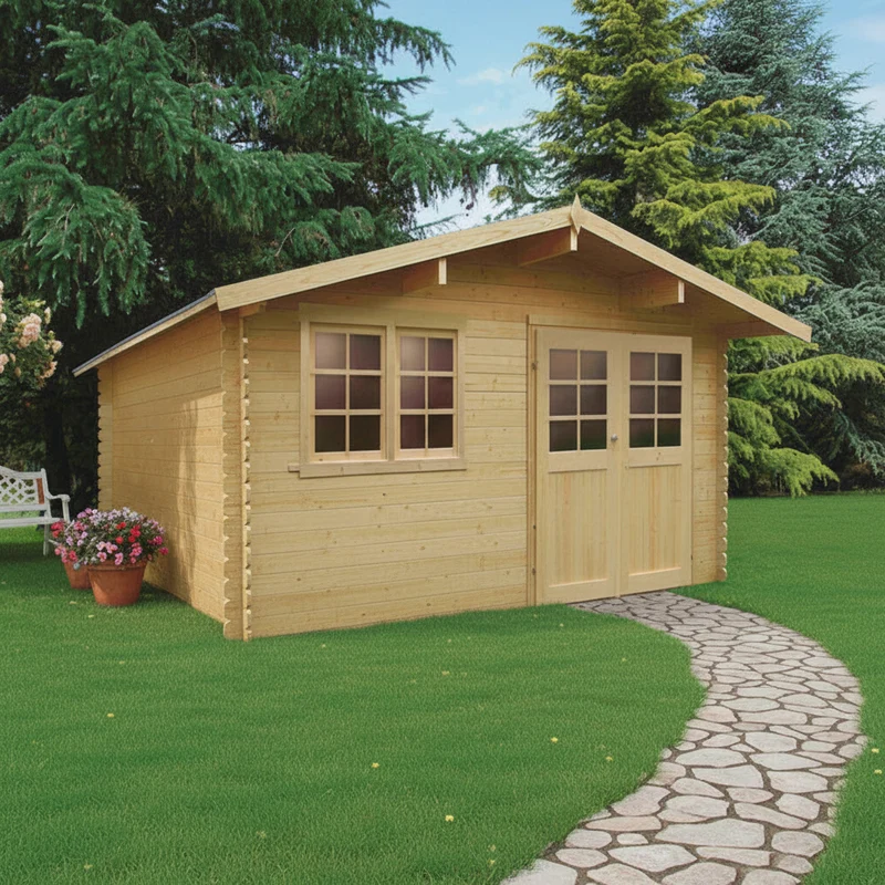 Abri de jardin Visp - 4,18 x 3,88 m - sapin du Nord certifié - double-porte avec fenêtres