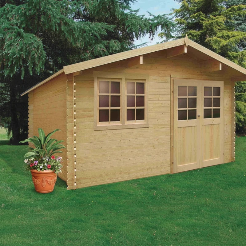 Abri de jardin Visp - 4,18 x 3,88 m - sapin du Nord certifié - double-porte avec fenêtres