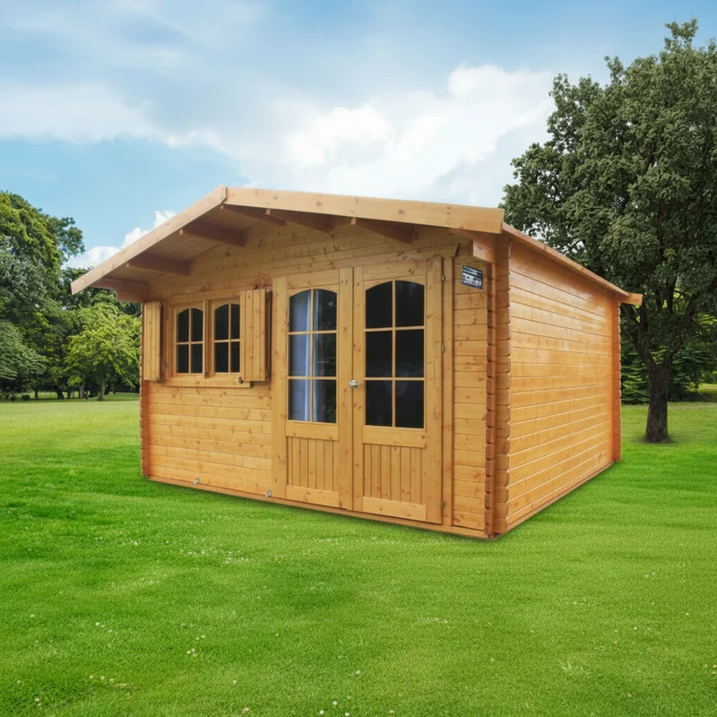 Abri de jardin Tignes - 4,18 x 3,88 m - sapin du Nord certifié - double-porte avec fenêtres - bois imprégné