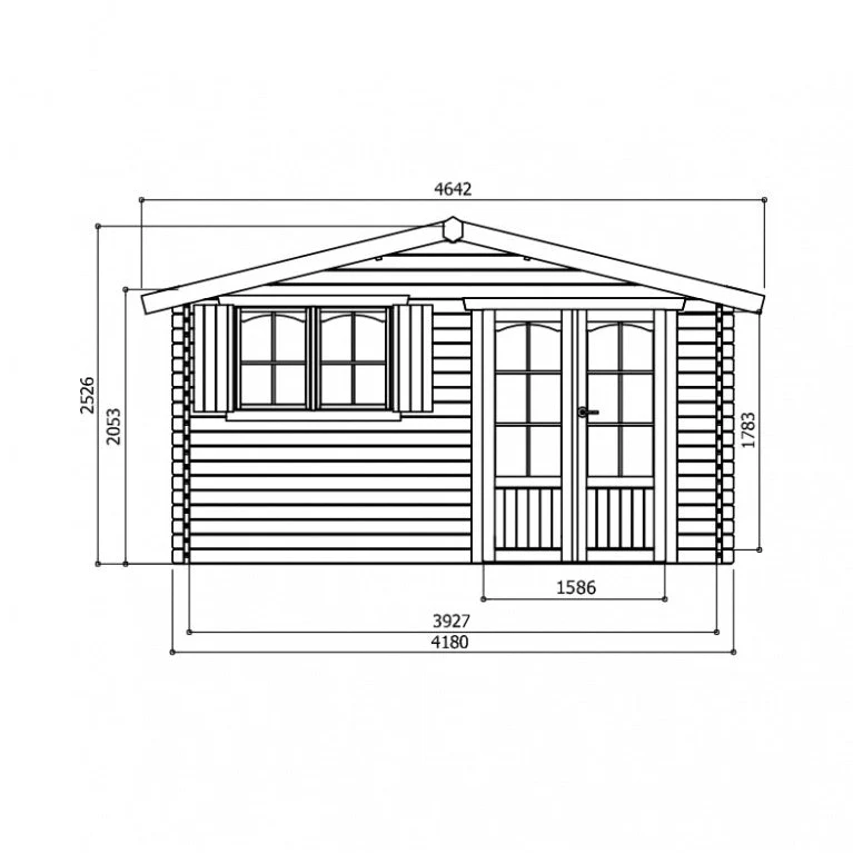 Abri de jardin Tignes - 4,18 x 3,88 m - sapin du Nord certifié - double-porte avec fenêtres - bois imprégné