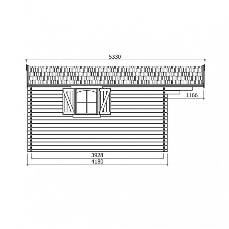 Abri de jardin Chambery - 4,78 x 4,18 m - sapin du Nord certifié - double-porte avec fenêtres - bois imprégné