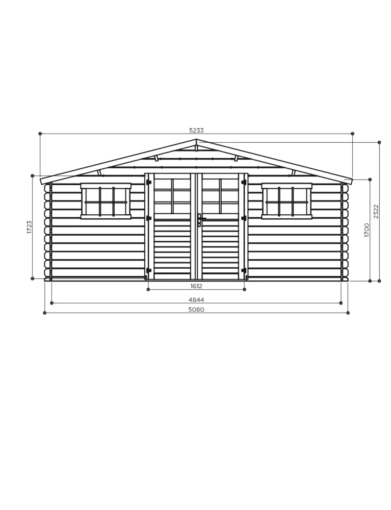 Abri de jardin bois Agnès - 5,08 x 3,88 x 2,32 m – sapin du Nord certifié - double porte et fenêtres plexiglass