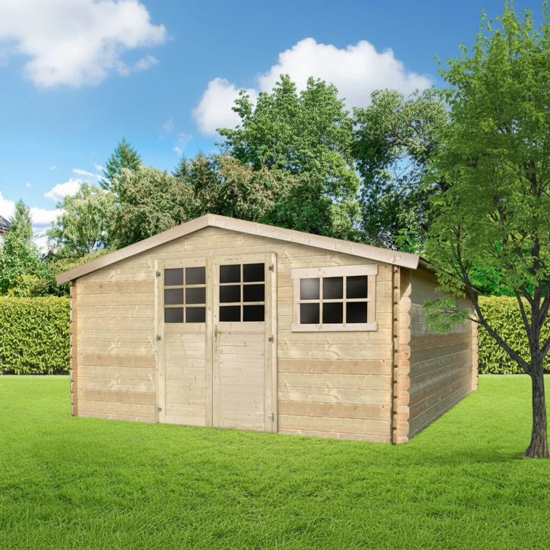 Abri de jardin Victor - 4,18 x 3,88 m - sapin du Nord certifié - double-porte avec fenêtres