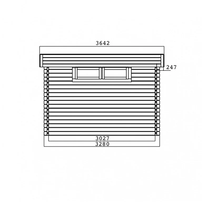 Abri de jardin Viborg - 4,18 x 3,28 - sapin du Nord certifié - toiture plate - double-porte coulissante avec fenêtres - bois imprégné