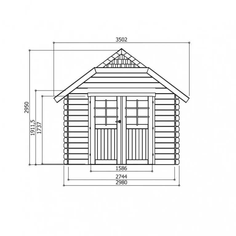 Abri de jardin Limerick - 2,98 x 3,88 m - sapin du Nord certifié - toiture cottage - double-porte avec fenêtres - bois imprégné