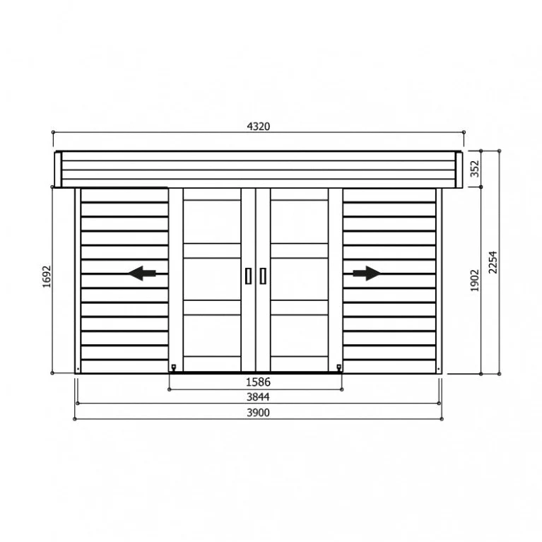 Abri de jardin Malmö - 3,9 x 3,09 m - sapin du Nord certifié- toiture plate - double-porte avec fenêtres - bois imprégné
