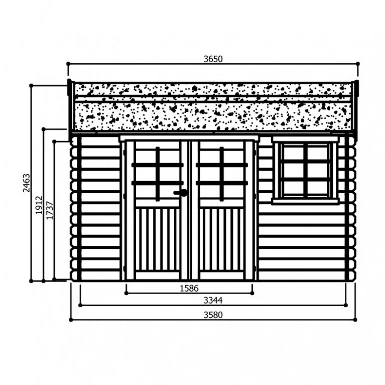 Abri de jardin Arles- 3,58 x 2,38 x 2,46 m - sapin du Nord certifié - double-porte large avec fenêtre