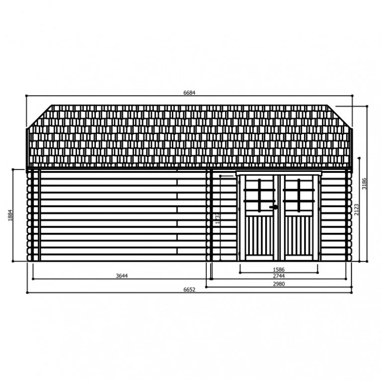 Abri de jardin York -avec terrasse - 2,98 x 2,980+ 3,64 m - sapin du Nord certifié- double-porte avec fenêtres - bois traité