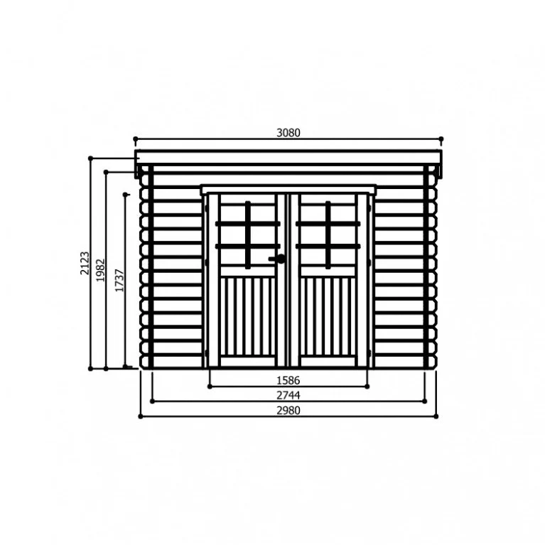 Abri de jardin Brest - 2,98 x 2,98 m - sapin du Nord certifié - double-porte avec fenêtres