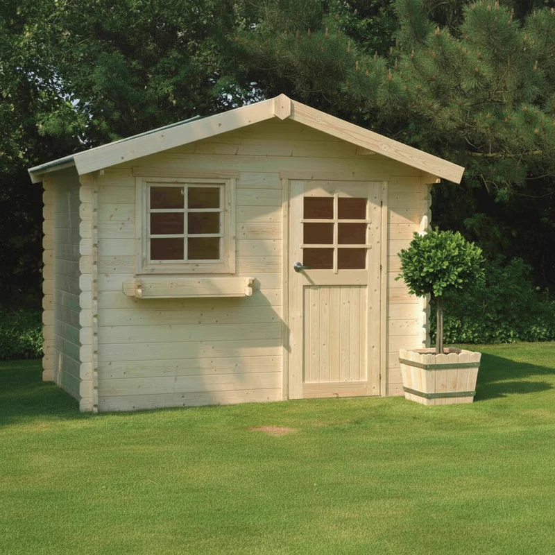 Abri de jardin Sologne - traité - 2,98 x 2,98 m- sapin du Nord certifié - porte simple et fenêtres