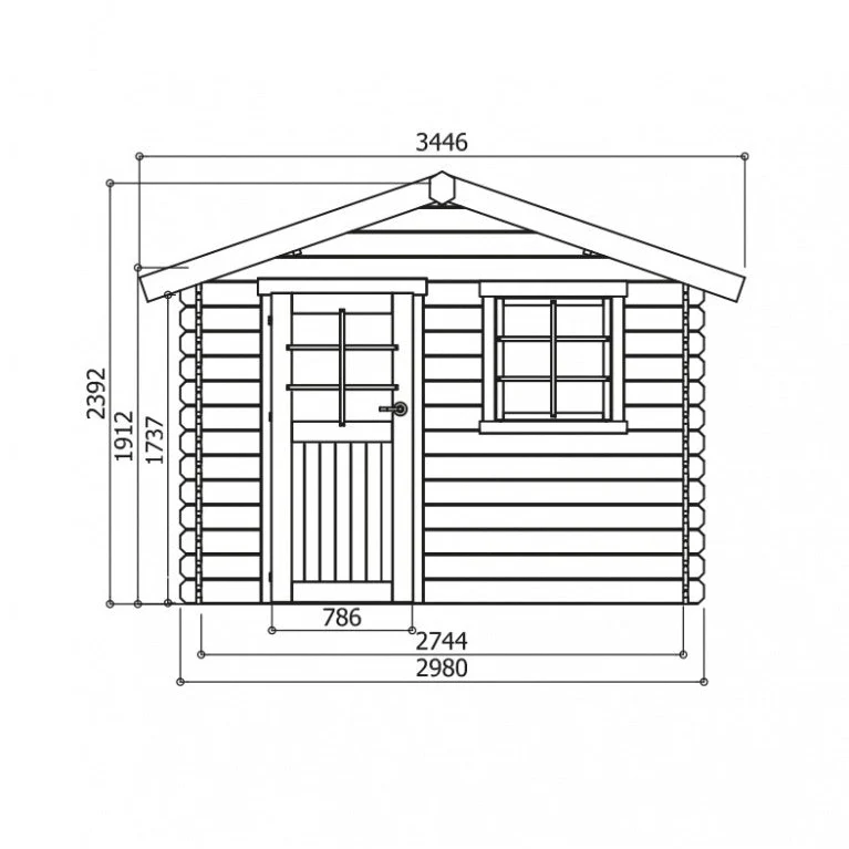 Abri de jardin Sologne - traité - 2,98 x 2,98 m- sapin du Nord certifié - porte simple et fenêtres