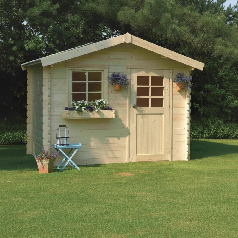 Abri de jardin Sologne - 2,98 x 2,98 m - sapin du Nord certifié - porte simple et fenêtres