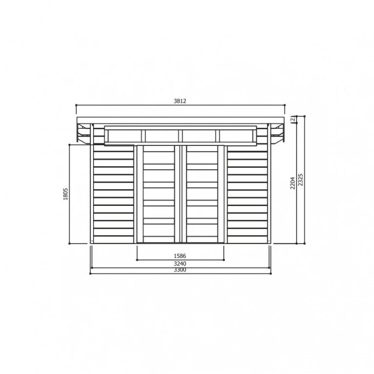 Abri de jardin Venezia - 3,3 x 2,7 m - sapin du Nord certifié - toiture appentis - double-porte avec fenêtres - bois imprégné