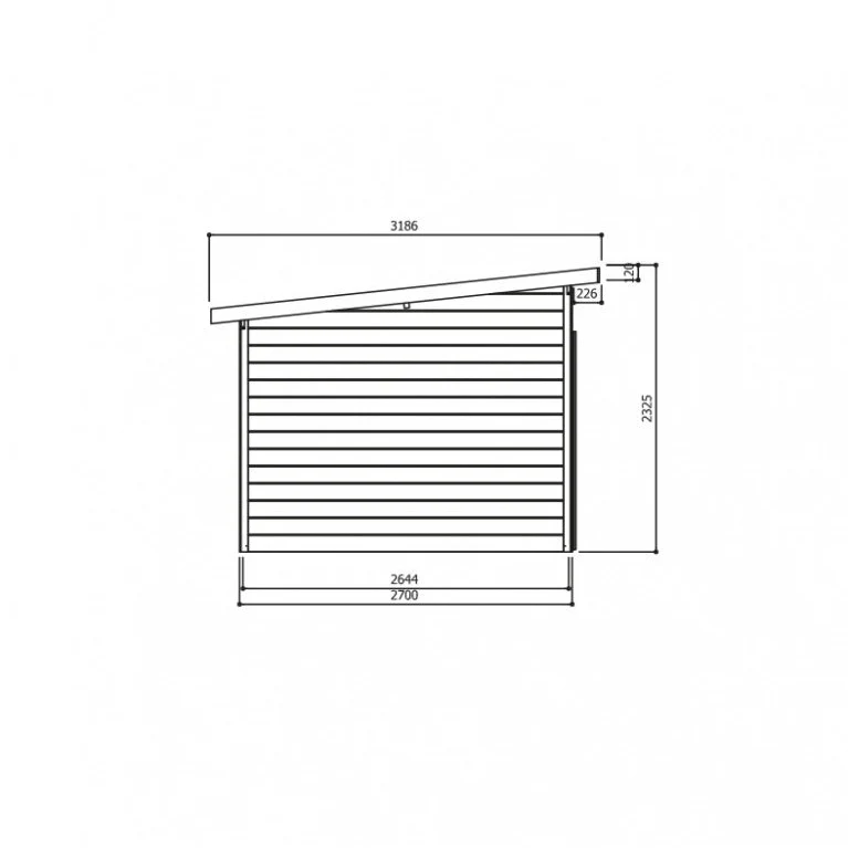 Abri de jardin Venezia - 3,3 x 2,7 m - sapin du Nord certifié - toiture appentis - double-porte avec fenêtres - bois imprégné