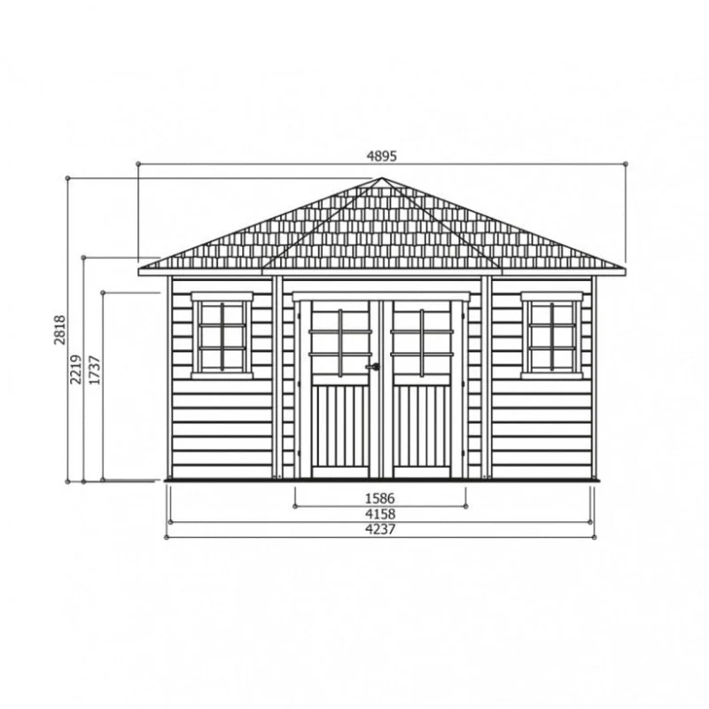 Abri de jardin Nancy - 3,05 x 3,05 m - sapin du Nord certifié - toiture pyramidale - double-porte avec fenêtres