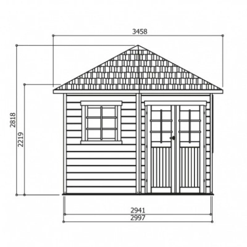 Abri de jardin Nancy - 3,05 x 3,05 m - sapin du Nord certifié - toiture pyramidale - double-porte avec fenêtres