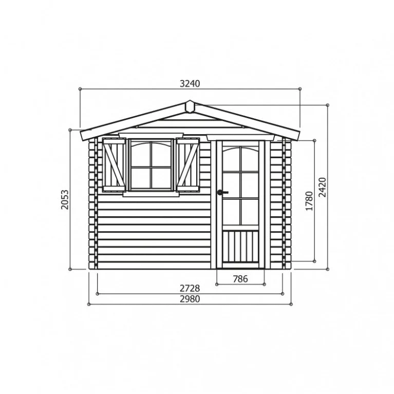 Abri de jardin Servoz - 2,98 m x 2,98 m - sapin du Nord certifié - porte simple et fenêtres - volets inclus - bois imprégné