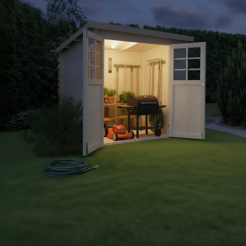 Abri de jardin Niamh - 2,98 x 2,98 m - sapin du Nord certifié - toiture plate pente légère- double-porte avec fenêtres